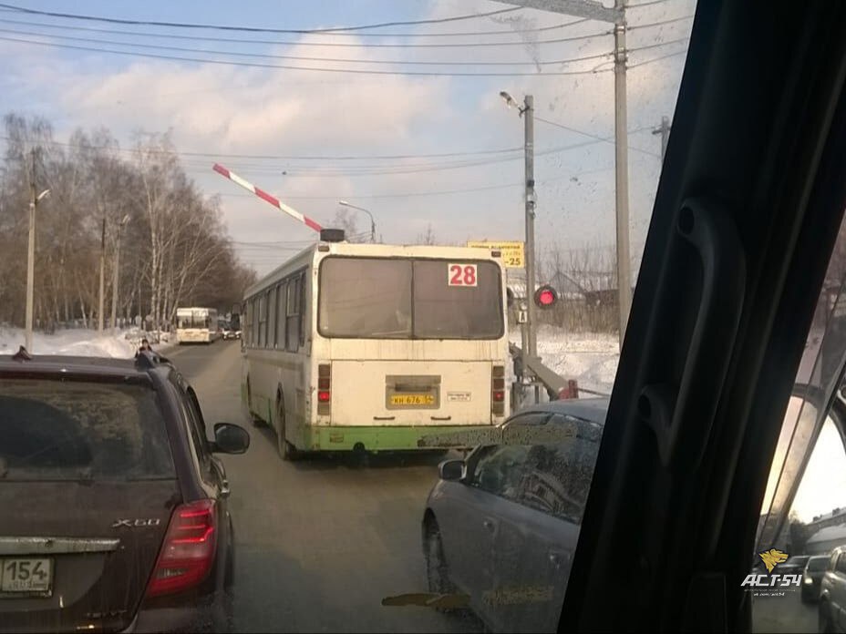 В Новосибирске шлагбаум пристыдил водителя автобуса