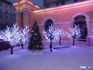 В Новосибирске открыли рождественский маркет с катком и гирляндами