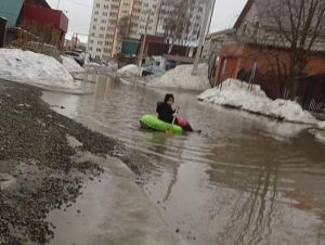 В Новосибирске девочка на «ватрушке» переплыла улицу