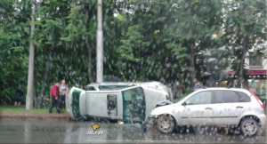 ДТП с переворотом в Калининском районе — столкнулись три авто