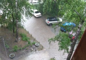 Ливень затопил город Обь под Новосибирском