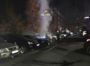 Ночью в Новосибирске сгорел автомобиль