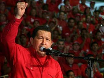 В столице Венесуэлы проходит митинг в поддержу переизбрания У.Чавеса на третий срок.