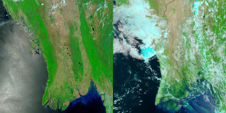 Nasa опубликовало спутниковые снимки разрушений в Мьянме