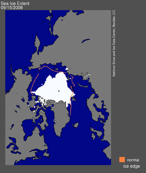 НАСА: Арктические льды достигли минимума 2008 года