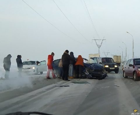 В Советском районе столкнулись два автомобиля