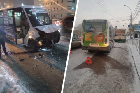 Пассажирка пострадала при ДТП маршрутки и автобуса в центре Новосибирска